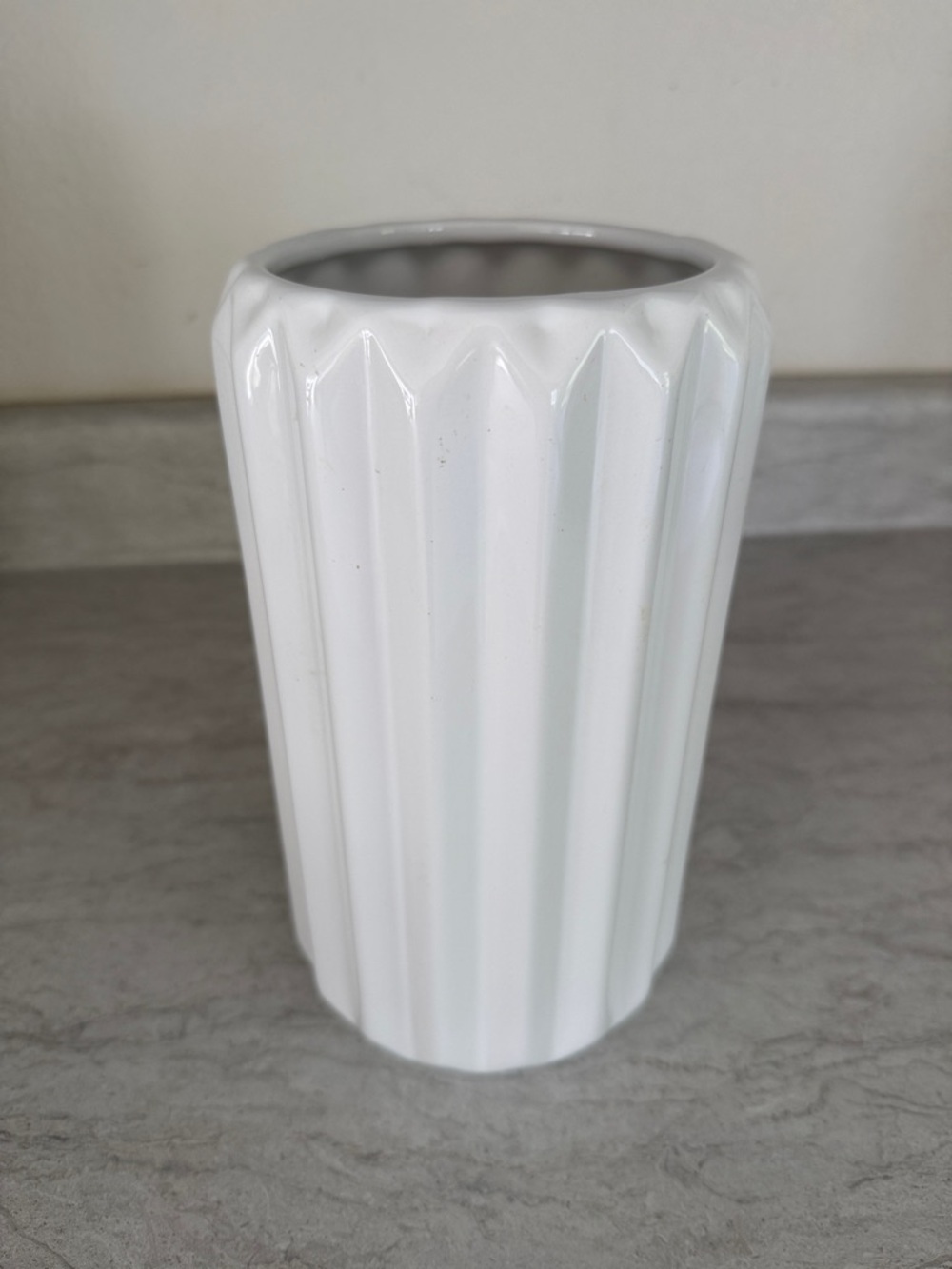 White Ceramic Fluted Vase - Home Accents